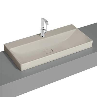 Vitra Metropole Çanak Lavabo 100x47 cm Tek Armatür Delikli, Su Taşma Deliksiz, Taupe - 1