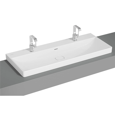 Vitra Metropole Çanak Lavabo 120x47 cm Çift Armatür Delikli, Su Taşma Delikli, Beyaz - 1