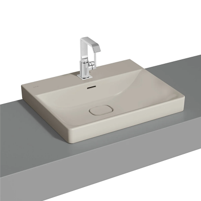 Vitra Metropole Çanak Lavabo 60x47 cm Tek Armatür Delikli, Su Taşma Delikli, Taupe - 1