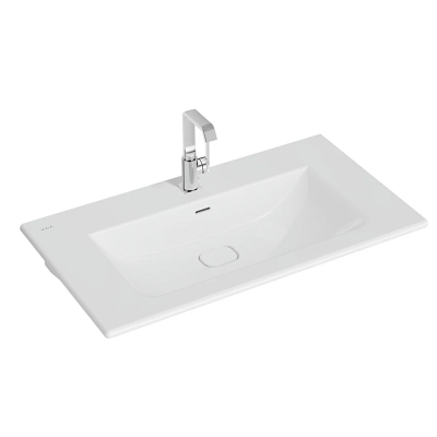 Vitra Metropole Etajerli Lavabo 100x53 cm Tek Armatür Delikli, Su Taşma Delikli, Beyaz - 1