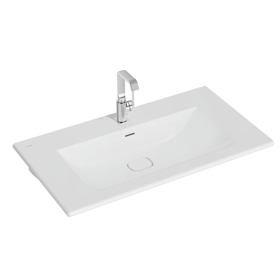 Vitra Metropole Etajerli Lavabo 100x53 cm Tek Armatür Delikli, Su Taşma Delikli, Mat Beyaz - 1