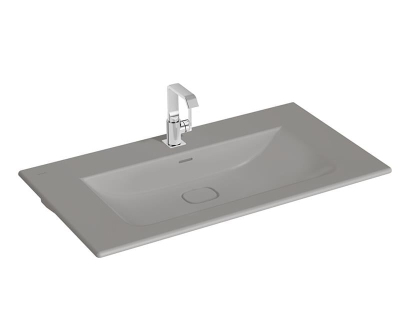Vitra Metropole Etajerli Lavabo 100x53 cm Tek Armatür Delikli, Su Taşma Delikli, Mat Taş Gri - 1