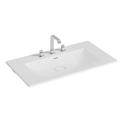 Vitra Metropole Etajerli Lavabo 100x53 cm Üç Armatür Delikli, Su Taşma Delikli, Beyaz - 1