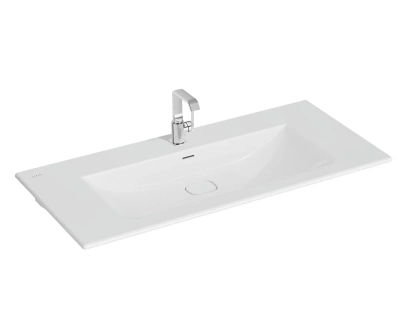 Vitra Metropole Etajerli Lavabo 120x53 cm Tek Armatür Delikli, Su Taşma Delikli, Mat Beyaz - 1