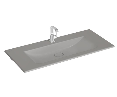 Vitra Metropole Etajerli Lavabo 120x53 cm Tek Armatür Delikli, Su Taşma Delikli, Mat Taş Gri - 1