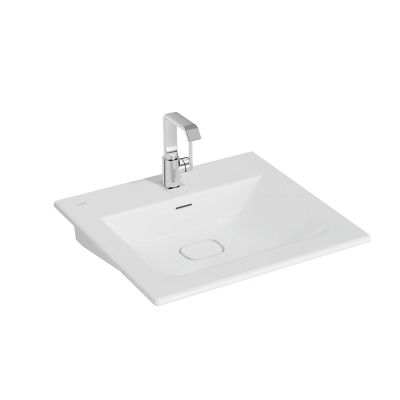 Vitra Metropole Etajerli Lavabo 60x53 cm Tek Armatür Delikli, Su Taşma Delikli, Mat Beyaz - 1