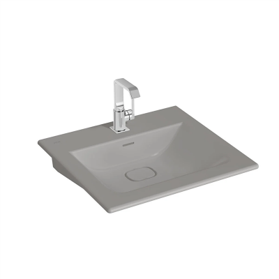 Vitra Metropole Etajerli Lavabo 60x53 cm Tek Armatür Delikli, Su Taşma Delikli, Mat Taş Gri - 1
