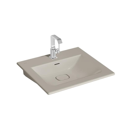 Vitra Metropole Etajerli Lavabo 60x53 cm Tek Armatür Delikli, Su Taşma Delikli, Taupe - 1