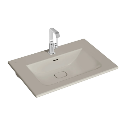 Vitra Metropole Etajerli Lavabo 80x53 cm Tek Armatür Delikli, Su Taşma Delikli, Taupe - 1