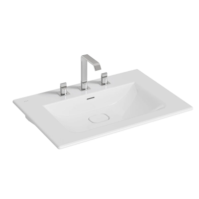 Vitra Metropole Etajerli Lavabo 80x53 cm Üç Armatür Delikli, Su Taşma Delikli, Beyaz - 1