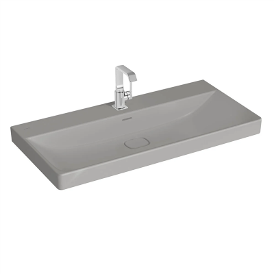 Vitra Metropole Lavabo 100x47 cm Tek Armatür Delikli, Su Taşma Delikli, Mat Taş Gri - 1