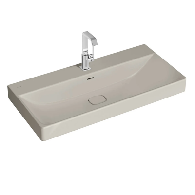 Vitra Metropole Lavabo 100x47 cm Tek Armatür Delikli, Su Taşma Delikli, Taupe - 1