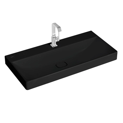 Vitra Metropole Lavabo 100x47 cm Tek Armatür Delikli, Su Taşma Deliksiz, Mat Siyah - 1