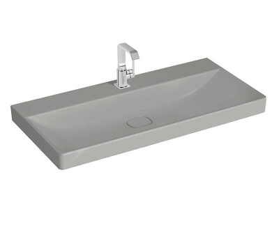 Vitra Metropole Lavabo 100x47 cm Tek Armatür Delikli, Su Taşma Deliksiz, Mat Taş Gri - 1