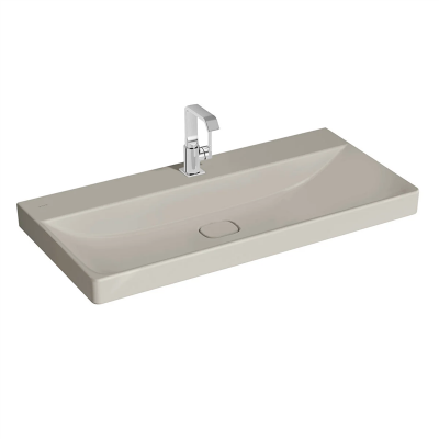 Vitra Metropole Lavabo 100x47 cm Tek Armatür Delikli, Su Taşma Deliksiz, Taupe - 1