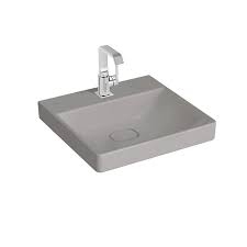 Vitra Metropole Lavabo 50x47 cm Tek Armatür Delikli, Su Taşma Deliksiz, Mat Taş Gri - 1