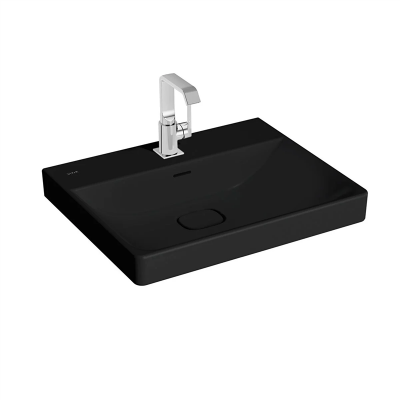 Vitra Metropole Lavabo 60x47 cm Tek Armatür Delikli, Su Taşma Delikli, Mat Siyah - 1
