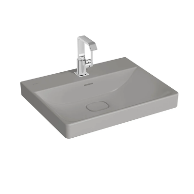Vitra Metropole Lavabo 60x47 cm Tek Armatür Delikli, Su Taşma Delikli, Mat Taş Gri - 1