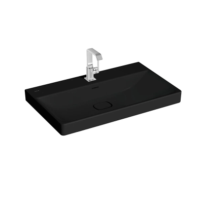 Vitra Metropole Lavabo 80x47 cm Tek Armatür Delikli, Su Taşma Delikli, Mat Siyah - 1