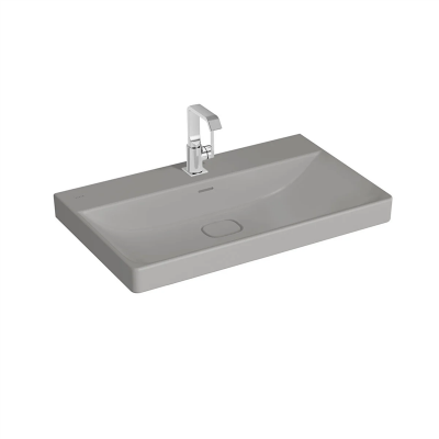 Vitra Metropole Lavabo 80x47 cm Tek Armatür Delikli, Su Taşma Delikli, Mat Taş Gri - 1