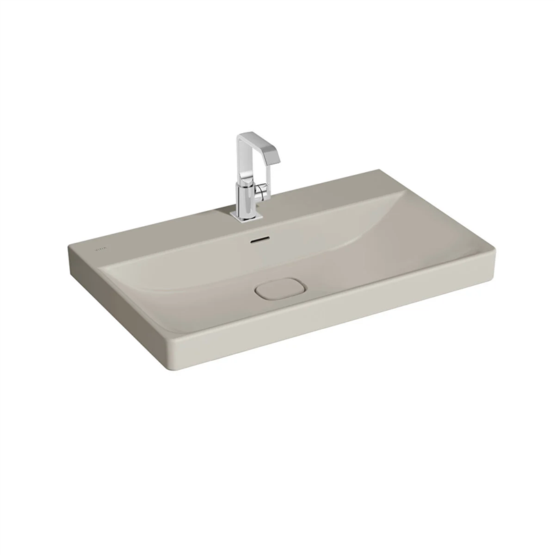 Vitra Metropole Lavabo 80x47 cm Tek Armatür Delikli, Su Taşma Delikli, Taupe - Vitra
