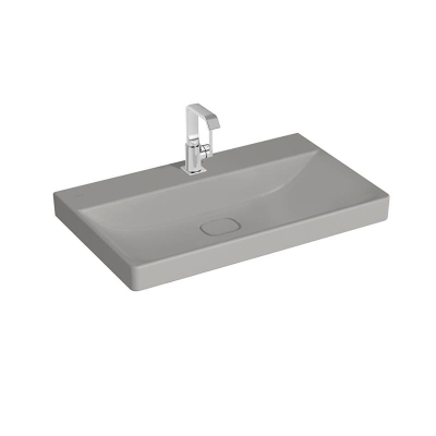 Vitra Metropole Lavabo 80x47 cm Tek Armatür Delikli, Su Taşma Deliksiz, Mat Taş Gri - 1