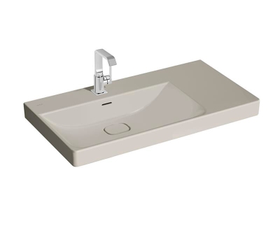 Vitra Metropole Lavabo 90x47 cm Tek Armatür Delikli, Su Taşma Delikli, Taupe - 1