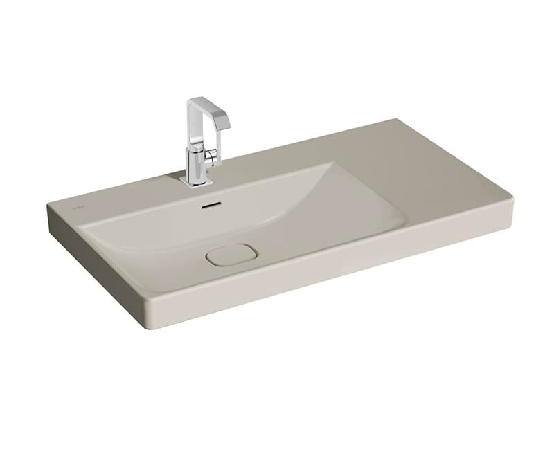 Vitra Metropole Lavabo 90x47 cm Tek Armatür Delikli, Su Taşma Delikli, Taupe - Vitra