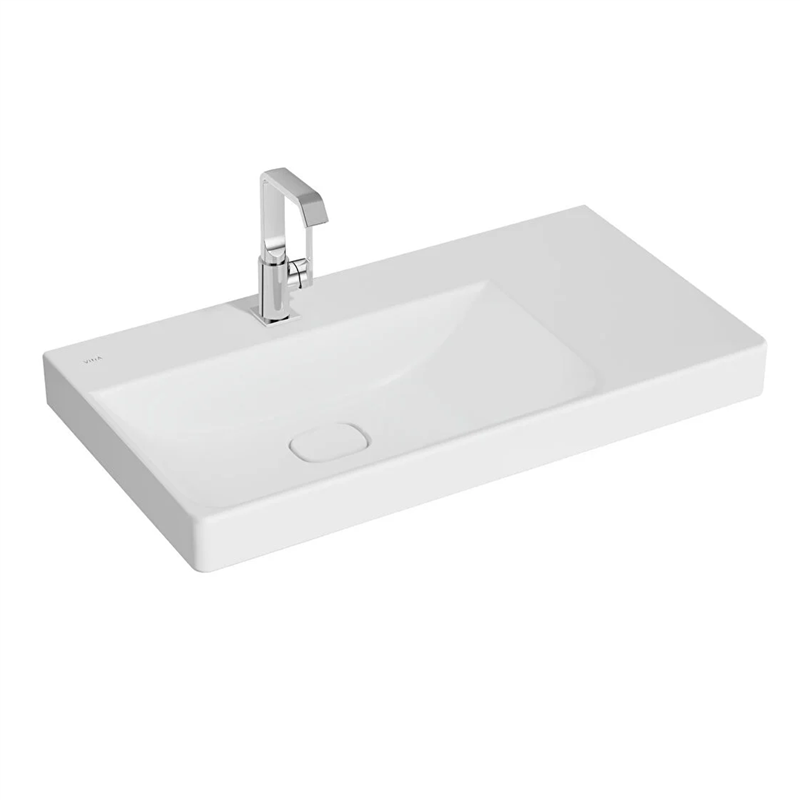 Vitra Metropole Lavabo 90x47 cm Tek Armatür Delikli, Su Taşma Deliksiz, Mat Beyaz - Vitra
