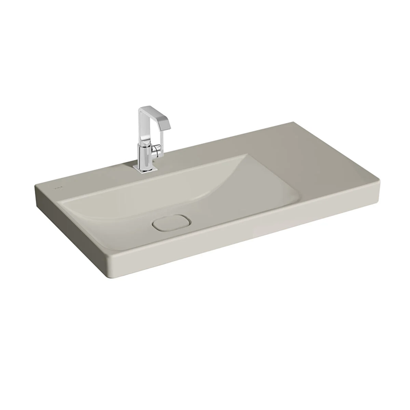 Vitra Metropole Lavabo 90x47 cm Tek Armatür Delikli, Su Taşma Deliksiz, Taupe - Vitra