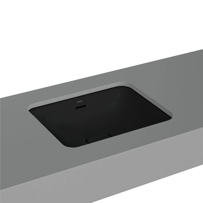 Vitra Metropole Tezgahaltı Lavabo Dikdörtgen, 50x40 cm Armatür Deliksiz, Su Taşma Delikli, Mat Siyah - 1