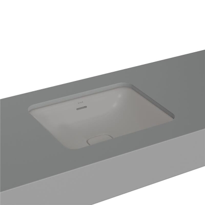 Vitra Metropole Tezgahaltı Lavabo Dikdörtgen, 50x40 cm Armatür Deliksiz, Su Taşma Delikli, Mat Taş Gri - 1