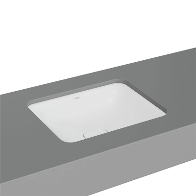 Vitra Metropole Tezgahaltı Lavabo Dikdörtgen, 50x40 cm Armatür Deliksiz, Su Taşma Deliksiz, Mat Beyaz - 1