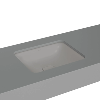 Vitra Metropole Tezgahaltı Lavabo Dikdörtgen, 50x40 cm Armatür Deliksiz, Su Taşma Deliksiz, Mat Taş Gri - 1