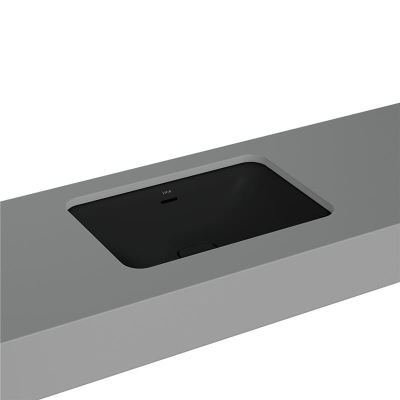 Vitra Metropole Tezgahaltı Lavabo Dikdörtgen, 60x40 cm Armatür Deliksiz, Su Taşma Delikli, Mat Siyah - 1