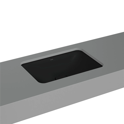 Vitra Metropole Tezgahaltı Lavabo Dikdörtgen, 60x40 cm Armatür Deliksiz, Su Taşma Deliksiz, Mat Siyah - 1