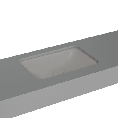 Vitra Metropole Tezgahaltı Lavabo Dikdörtgen, 60x40 cm Armatür Deliksiz, Su Taşma Deliksiz, Mat Taş Gri - 1