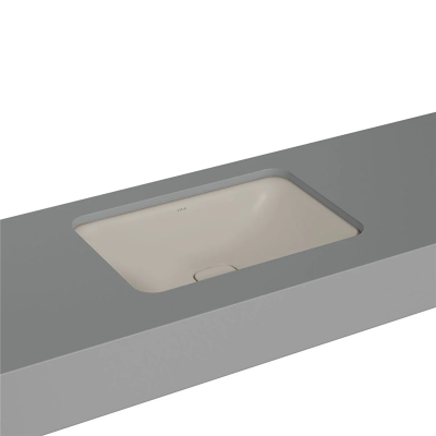 Vitra Metropole Tezgahaltı Lavabo Dikdörtgen, 60x40 cm Armatür Deliksiz, Su Taşma Deliksiz, Taupe - 1