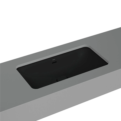 Vitra Metropole Tezgahaltı Lavabo Dikdörtgen, 80x40 cm Armatür Deliksiz, Su Taşma Delikli, Mat Siyah - 1