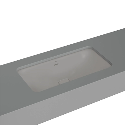 Vitra Metropole Tezgahaltı Lavabo Dikdörtgen, 80x40 cm Armatür Deliksiz, Su Taşma Delikli, Mat Taş Gri - 1