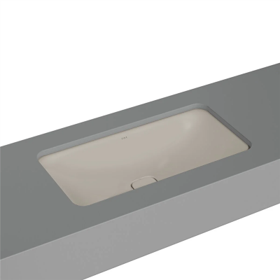 Vitra Metropole Tezgahaltı Lavabo Dikdörtgen, 80x40 cm Armatür Deliksiz, Su Taşma Deliksiz, Taupe - 1