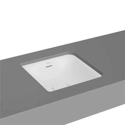 Vitra Metropole Tezgahaltı Lavabo Kare, 40x40 cm Armatür Deliksiz, Su Taşma Delikli, Mat Beyaz - 1
