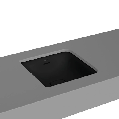 Vitra Metropole Tezgahaltı Lavabo Kare, 40x40 cm Armatür Deliksiz, Su Taşma Delikli, Mat Siyah - 1