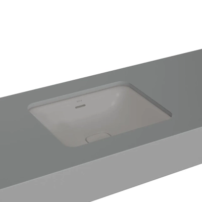 Vitra Metropole Tezgahaltı Lavabo Kare, 40x40 cm Armatür Deliksiz, Su Taşma Delikli, Mat Taş Gri - 1