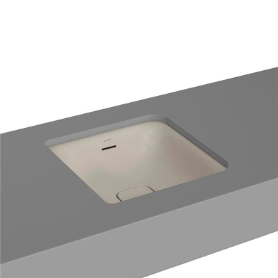 Vitra Metropole Tezgahaltı Lavabo Kare, 40x40 cm Armatür Deliksiz, Su Taşma Delikli, Taupe - 1