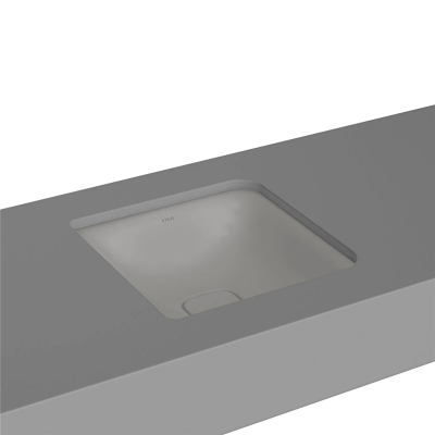 Vitra Metropole Tezgahaltı Lavabo Kare, 40x40 cm Armatür Deliksiz, Su Taşma Deliksiz, Mat Taş Gri - 1