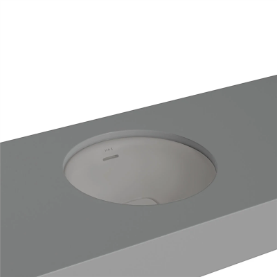Vitra Metropole Tezgahaltı Lavabo Yuvarlak, 40x40 cm Armatür Deliksiz, Su Taşma Delikli, Mat Taş Gri - 1