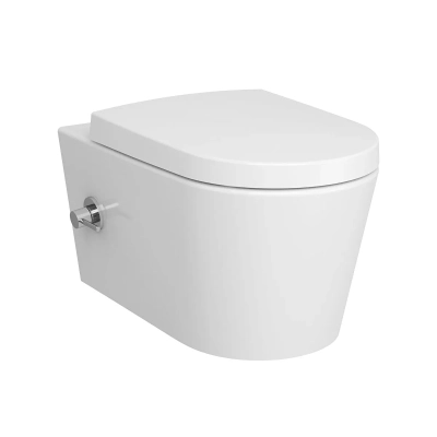 Vitra Nest Trendy Asma Klozet Rim-ex, Gizli Montajlı, 57 cm Taharet Borulu, Entegre Musluklu, Beyaz - 1