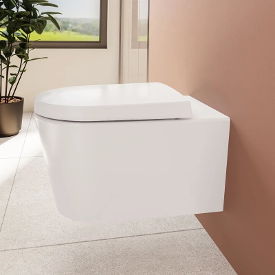 Vitra Nest Trendy Asma Klozet Rim-ex, Gizli Montajlı, 57 cm Taharet Borulu, Entegre Musluklu, Beyaz - 3