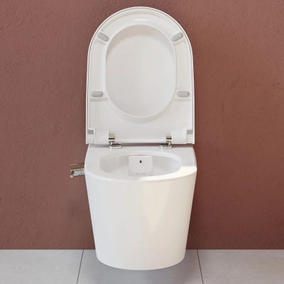 Vitra Nest Trendy Asma Klozet Rim-ex, Gizli Montajlı, 57 cm Taharet Borulu, Termostatik Entegre Musluklu, Beyaz - 3